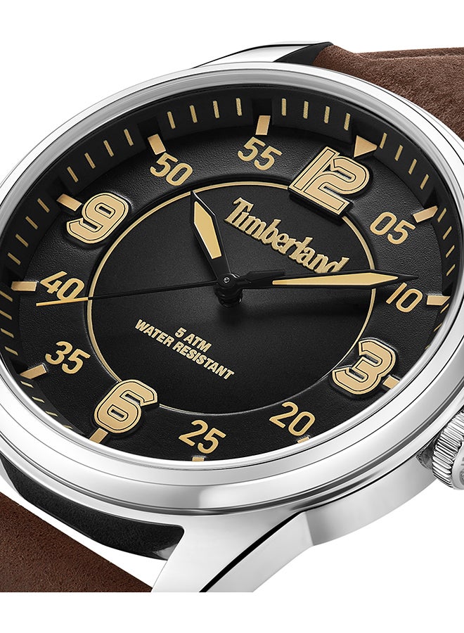 Timberland Men's Eastport Men's Charcoal Dial Brown Leather Strap Analog Watch 45mm - Image 4