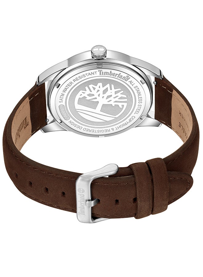 Timberland Men's Eastport Men's Charcoal Dial Brown Leather Strap Analog Watch 45mm - Image 3