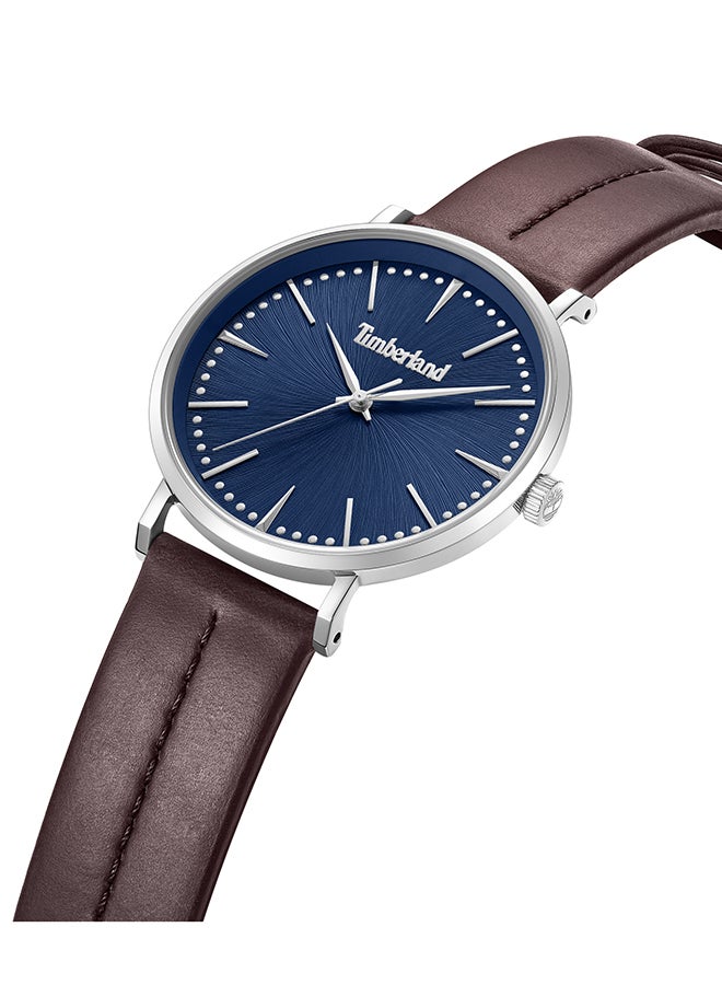 تمبرلاند ساعة أنالوج للرجال بقرص أزرق داكن وحزام جلد بني داكن 42 مم - Image 2