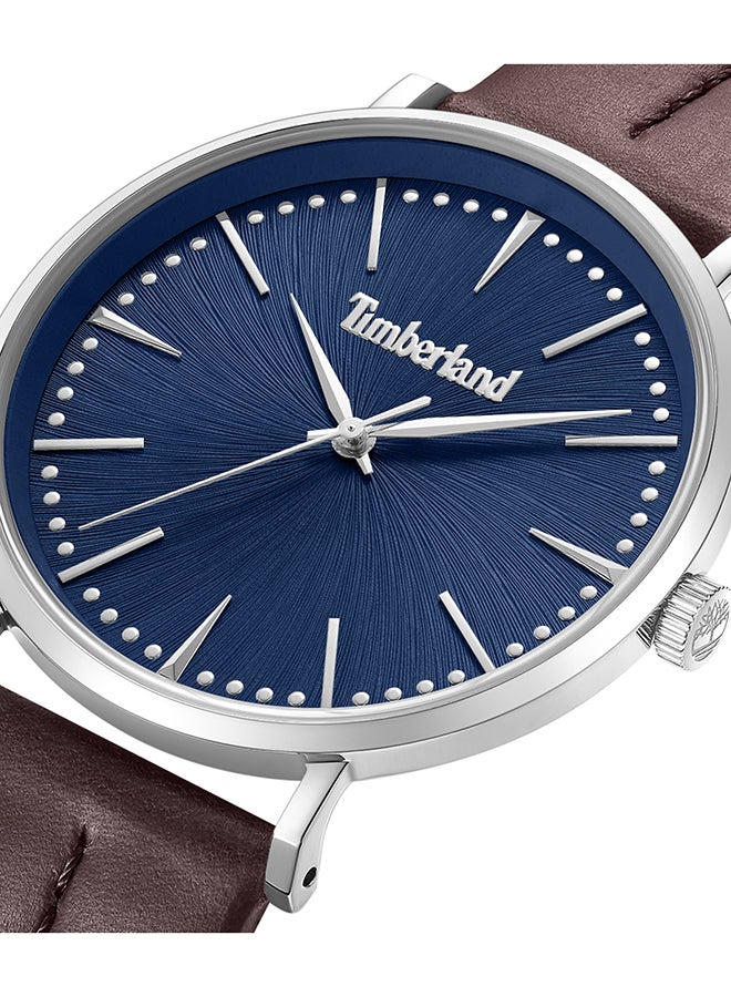 تمبرلاند ساعة أنالوج للرجال بقرص أزرق داكن وحزام جلد بني داكن 42 مم - Image 4