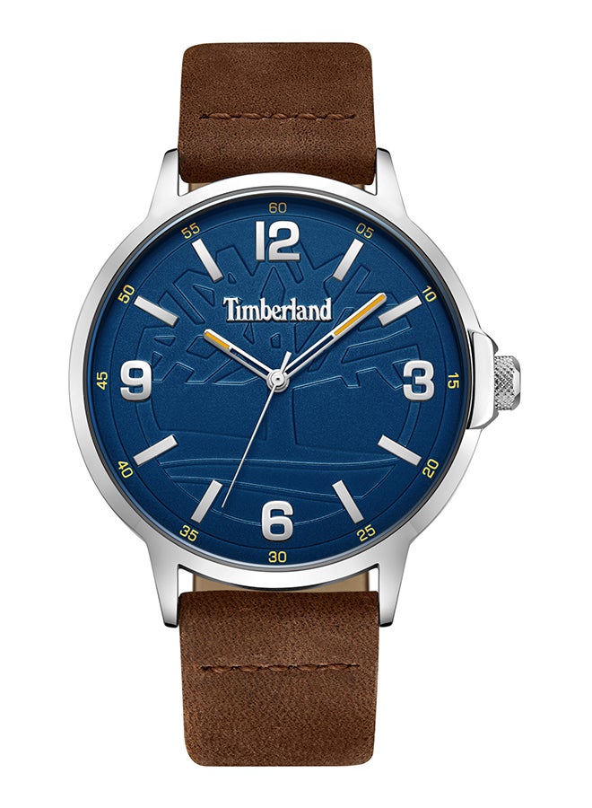 Timberland Men's Glencove Men's Navy Dial Dark Brown Leather Strap Analog Watch 42mm - Image 1