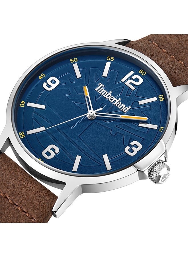 Timberland Men's Glencove Men's Navy Dial Dark Brown Leather Strap Analog Watch 42mm - Image 4