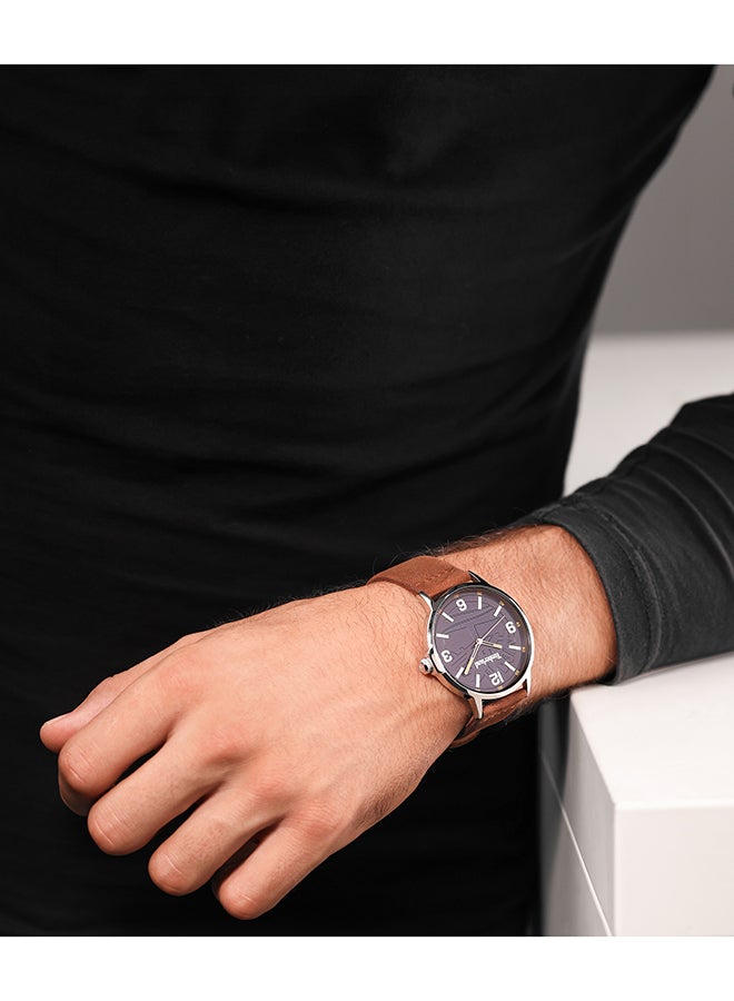 Timberland Men's Glencove Men's Navy Dial Dark Brown Leather Strap Analog Watch 42mm - Image 5