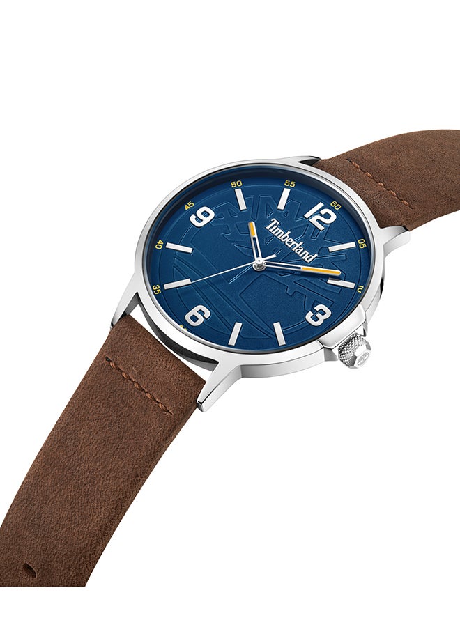 Timberland Men's Glencove Men's Navy Dial Dark Brown Leather Strap Analog Watch 42mm - Image 2