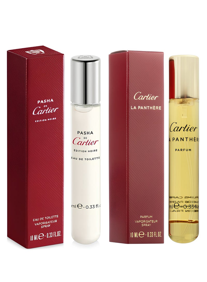 Cartier 2-piece set: Cartier Pasha Edition Noir EDT + Cartier La Panthere Parfum 10ml
