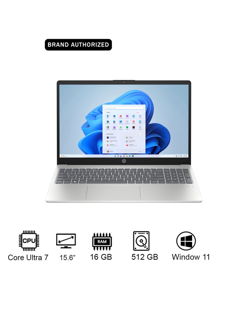 HP 15-fd1018ne Laptop With 15.6-Inch FHD Display, Core™ Ultra 7 Processor/16GB RAM/512GB SSD/Intel Arc Graphics/Windows 11 Home Natural silver - Image 1