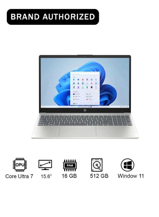 HP 15-fd1018ne Laptop With 15.6-Inch FHD Display, Core™ Ultra 7 Processor/16GB RAM/512GB SSD/Intel Arc Graphics/Windows 11 Home Natural silver - Image 1
