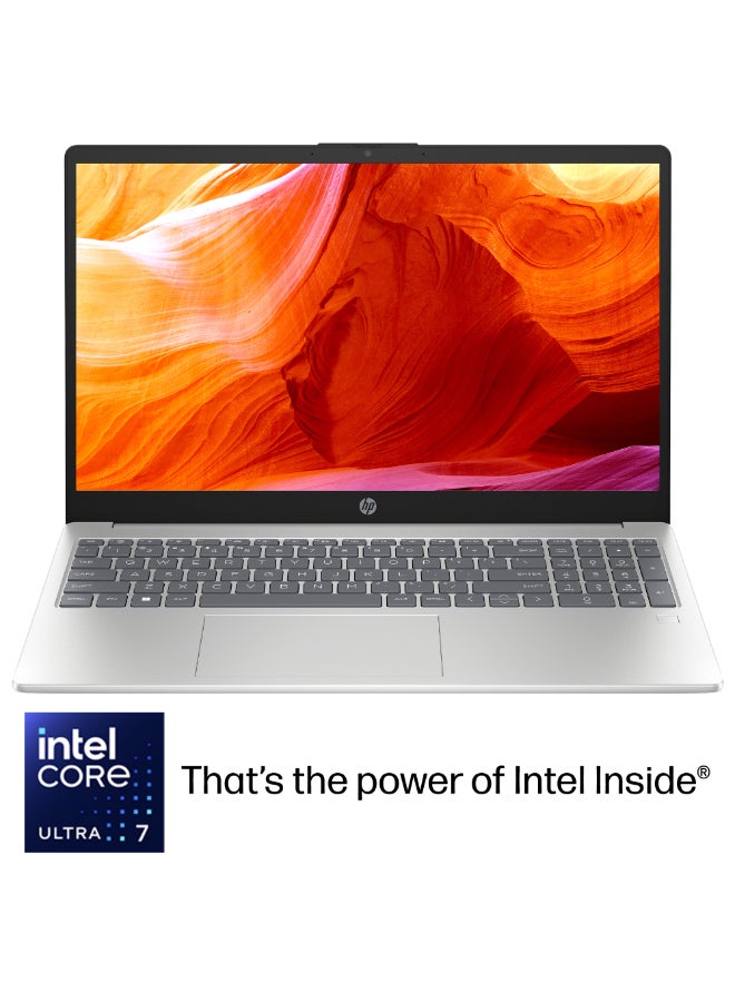 HP لابتوب 15-fd1018ne بشاشة FHD مقاس 15.6 بوصة، مع معالج Core™ Ultra 7/ذاكرة RAM سعة 16GB/قرص SSD سعة 512GB/رسوميات Intel Arc/نظام Windows 11 Home - Image 1