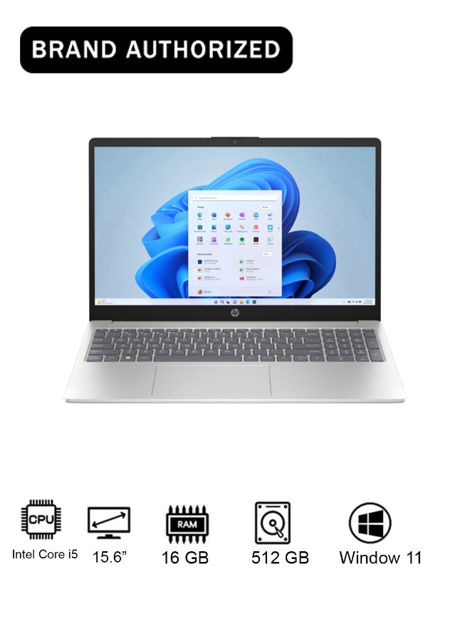 HP 15-fd0278ne Laptop With 15.6-Inch FHD Display, Core i5 Processor/16GB RAM/512GB SSD/Intel Iris XE Graphics/Windows 11 Home Natural Silver - Image 1