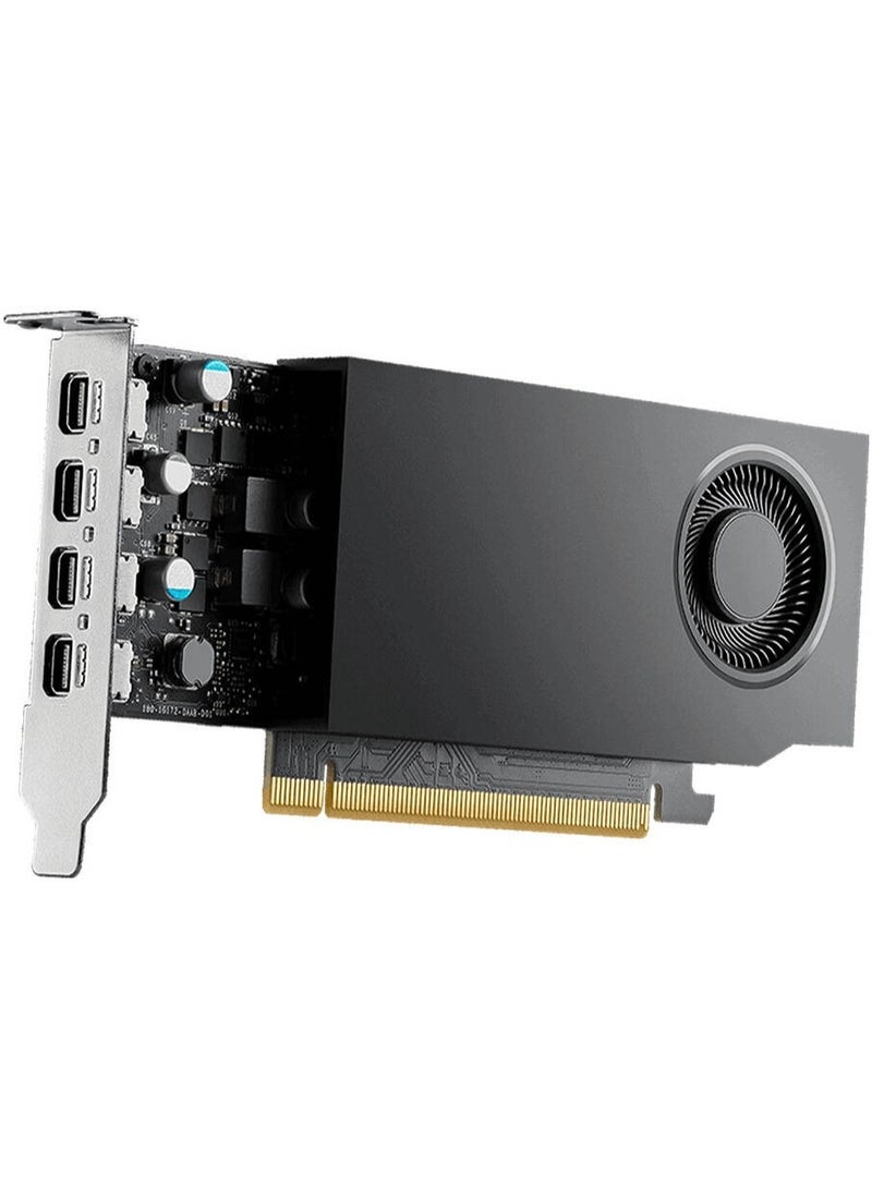 PNY NVIDIA RTX A400 Professional Graphics Card 4GB GDDR6, 64-Bit, 768 CUDA Cores, PCI Express 4.0 x8, 4× Mini DisplayPort 1.4a, 50W TDP, Single-Slot Low Profile Workstation GPU | VCNRTXA400-SB Black - Image 1