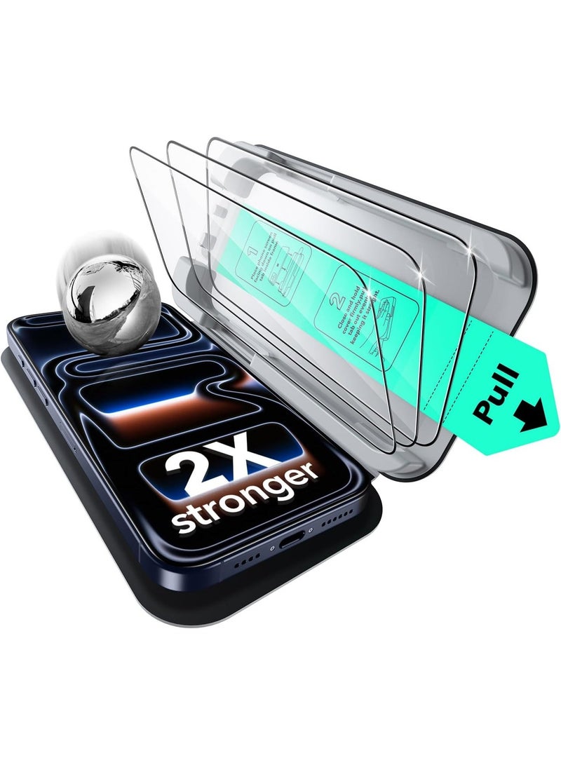 اي اس ار ESR عبوة 2 لحماية شاشة iPhone 17 Pro Max، مقاومة للكسر بمعيار عسكري، صلابة 9H، زجاج مقسى بتغطية كاملة مع صينية Ultra Fit - Image 1