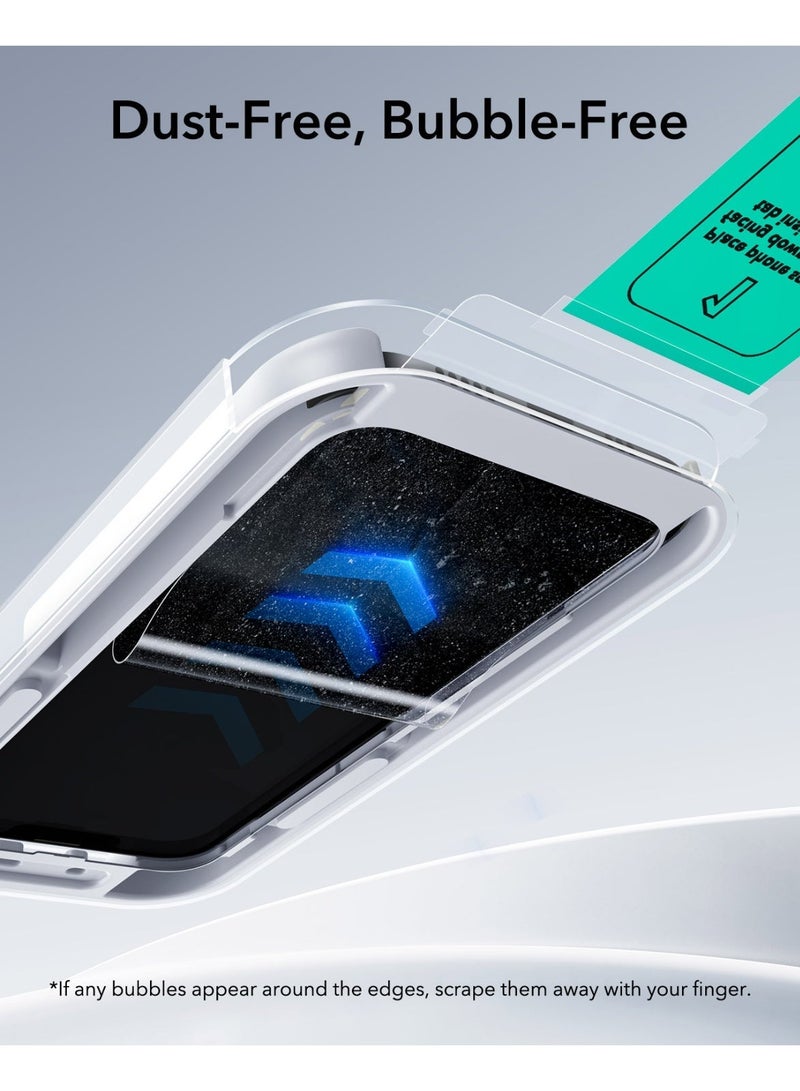 اي اس ار ESR عبوة 2 لحماية شاشة iPhone 17 Pro Max، مقاومة للكسر بمعيار عسكري، صلابة 9H، زجاج مقسى بتغطية كاملة مع صينية Ultra Fit - Image 5