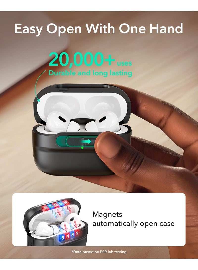 ESR for AirPods Pro Case (2023/2022/2019, 2nd/1st Gen), Compatible with Airpods Pro 2 (USB-C/Lightning Cable), MagSafe Ready, Magnetic Lid Lock, Full Drop Protection Cover with Lanyard black - Image 5