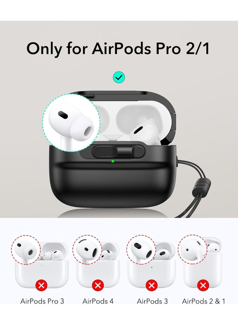 ESR for AirPods Pro Case (2023/2022/2019, 2nd/1st Gen), Compatible with Airpods Pro 2 (USB-C/Lightning Cable), MagSafe Ready, Magnetic Lid Lock, Full Drop Protection Cover with Lanyard black - Image 2