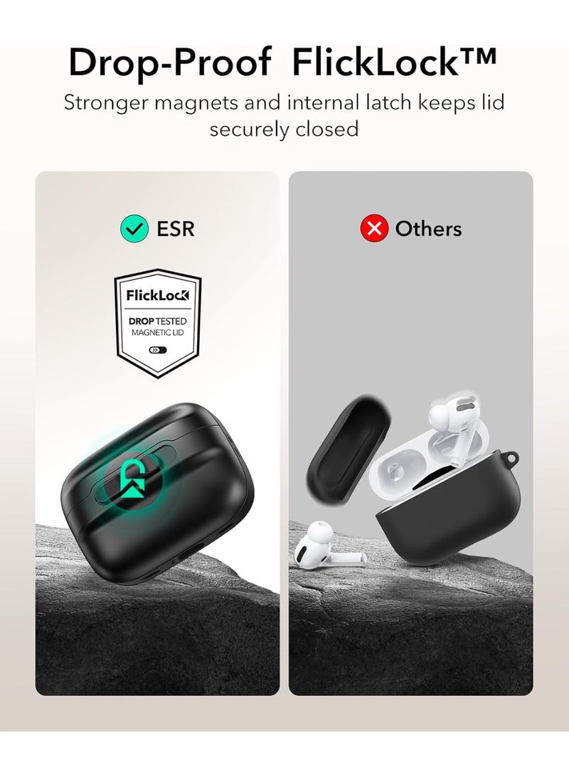 ESR for AirPods Pro Case (2023/2022/2019, 2nd/1st Gen), Compatible with Airpods Pro 2 (USB-C/Lightning Cable), MagSafe Ready, Magnetic Lid Lock, Full Drop Protection Cover with Lanyard black - Image 4