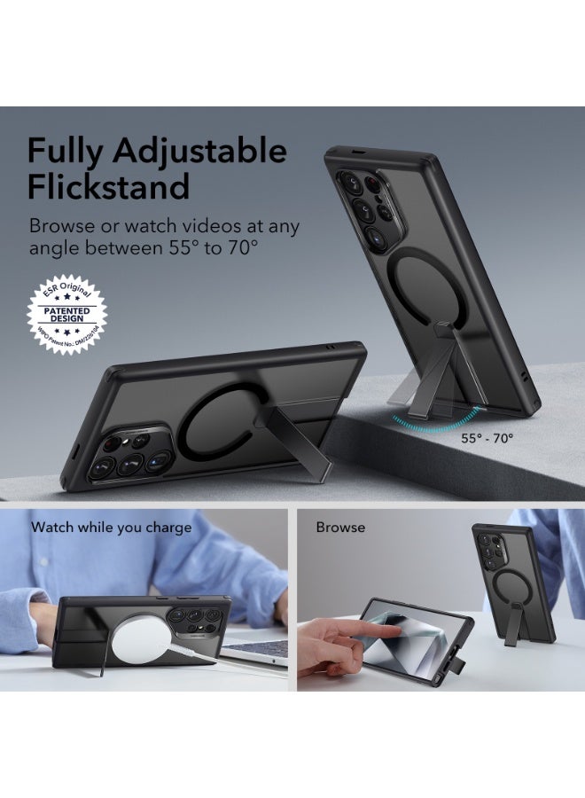اي اس ار For Samsung Galaxy S24 Ultra Magsafe Case with Kickstand, Wireless Charging Compatible with Magnetic, 3 Stand Modes, Military-Grade Protection, Shockproof Case Slim Fit For S24 Ultra - Black - Image 2