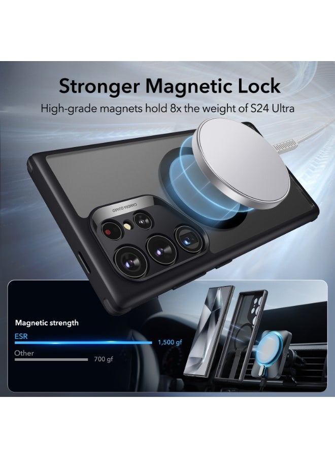 اي اس ار For Samsung Galaxy S24 Ultra Magsafe Case with Kickstand, Wireless Charging Compatible with Magnetic, 3 Stand Modes, Military-Grade Protection, Shockproof Case Slim Fit For S24 Ultra - Black - Image 4