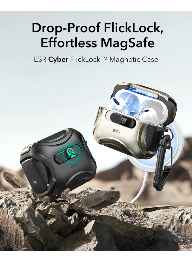 ESR for AirPods Pro 3 Case (2025), Compatible with Airpods Pro 3rd Generation Case (USB-C Cable), Effortless MagSafe, Drop-Proof Lock, Easy Open, Cyber Series black - Image 3