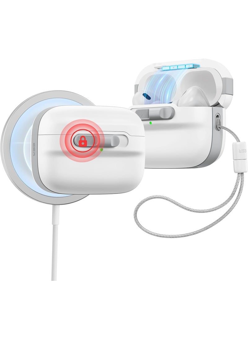 ESR for AirPods Pro Case (2023/2022/2019, 2nd/1st Gen), Compatible with Airpods Pro 2 (USB-C/Lightning Cable), MagSafe Ready, Magnetic Lid Lock, Full Drop Protection Cover with Lanyard white - Image 1