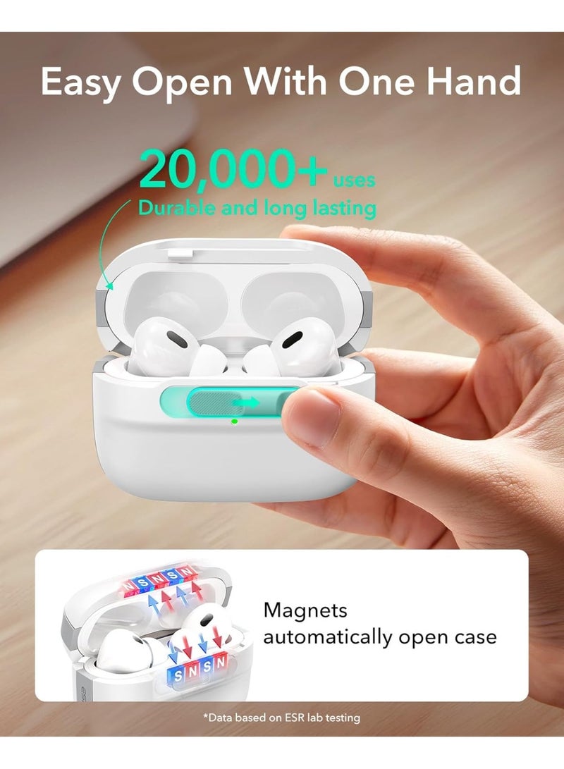 ESR for AirPods Pro Case (2023/2022/2019, 2nd/1st Gen), Compatible with Airpods Pro 2 (USB-C/Lightning Cable), MagSafe Ready, Magnetic Lid Lock, Full Drop Protection Cover with Lanyard white - Image 5