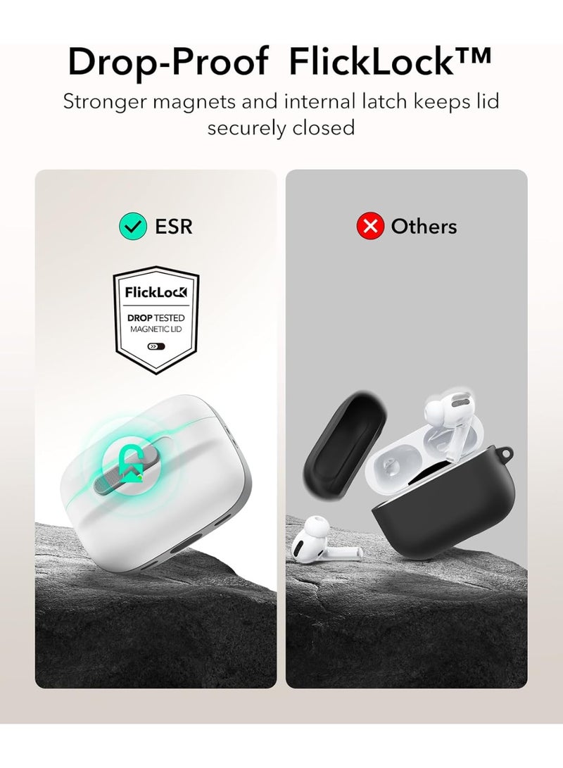 ESR for AirPods Pro Case (2023/2022/2019, 2nd/1st Gen), Compatible with Airpods Pro 2 (USB-C/Lightning Cable), MagSafe Ready, Magnetic Lid Lock, Full Drop Protection Cover with Lanyard white - Image 4