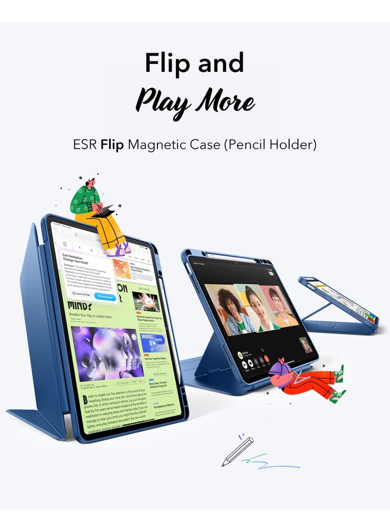 ESR For iPad Air 13 Inch Case M3/M2 (2025/2024), Vertical Stand Cover, Multi Stand Angles, Ultra-Stable Case For iPad Air 13 with Pencil Holder, Flip Series - Blue - Image 2