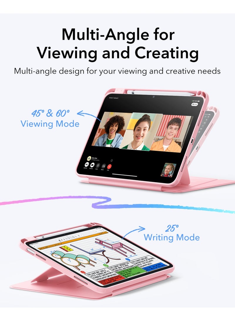 ESR For iPad A16 Case, iPad 11th/10th Generation Case (2025/2022), Vertical Stand Cover, Multi Stand Angles, Ultra-Stable Cover with Pencil Holder, Flip Series - Pink - Image 3