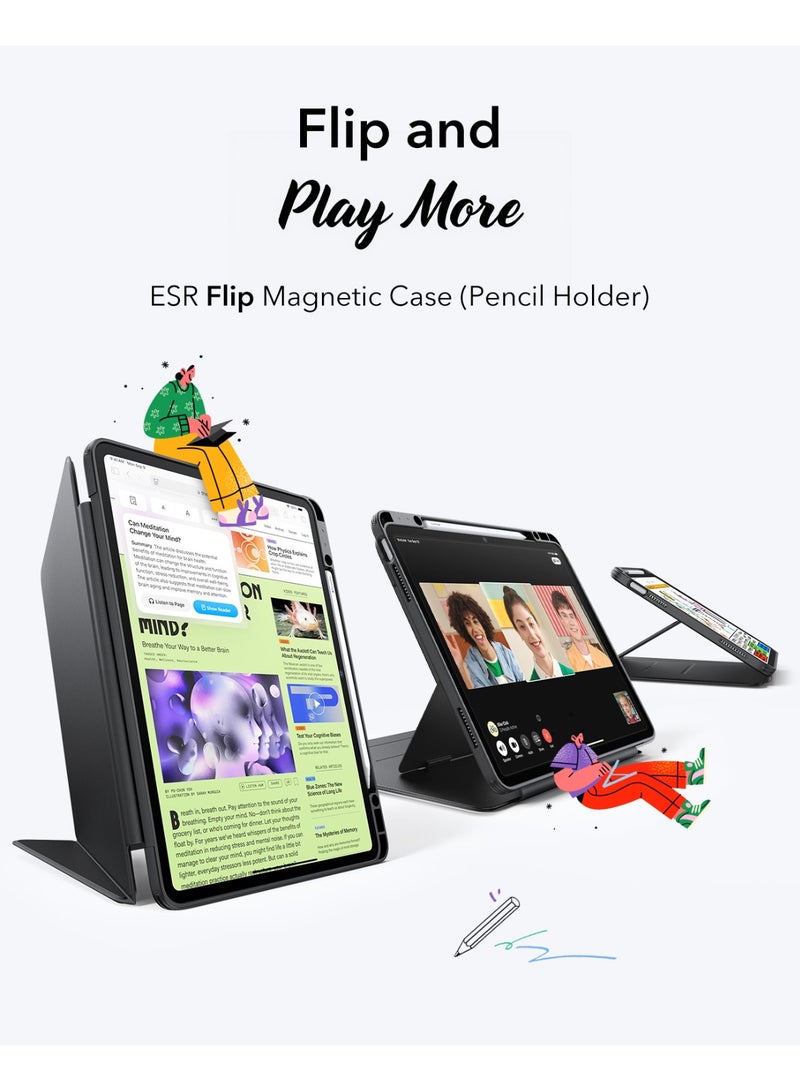 اي اس ار For iPad Air 13 Inch Case M3/M2 (2025/2024), Vertical Stand Cover, Multi Stand Angles, Ultra-Stable Case For iPad Air 13 with Pencil Holder, Flip Series - Black - Image 2