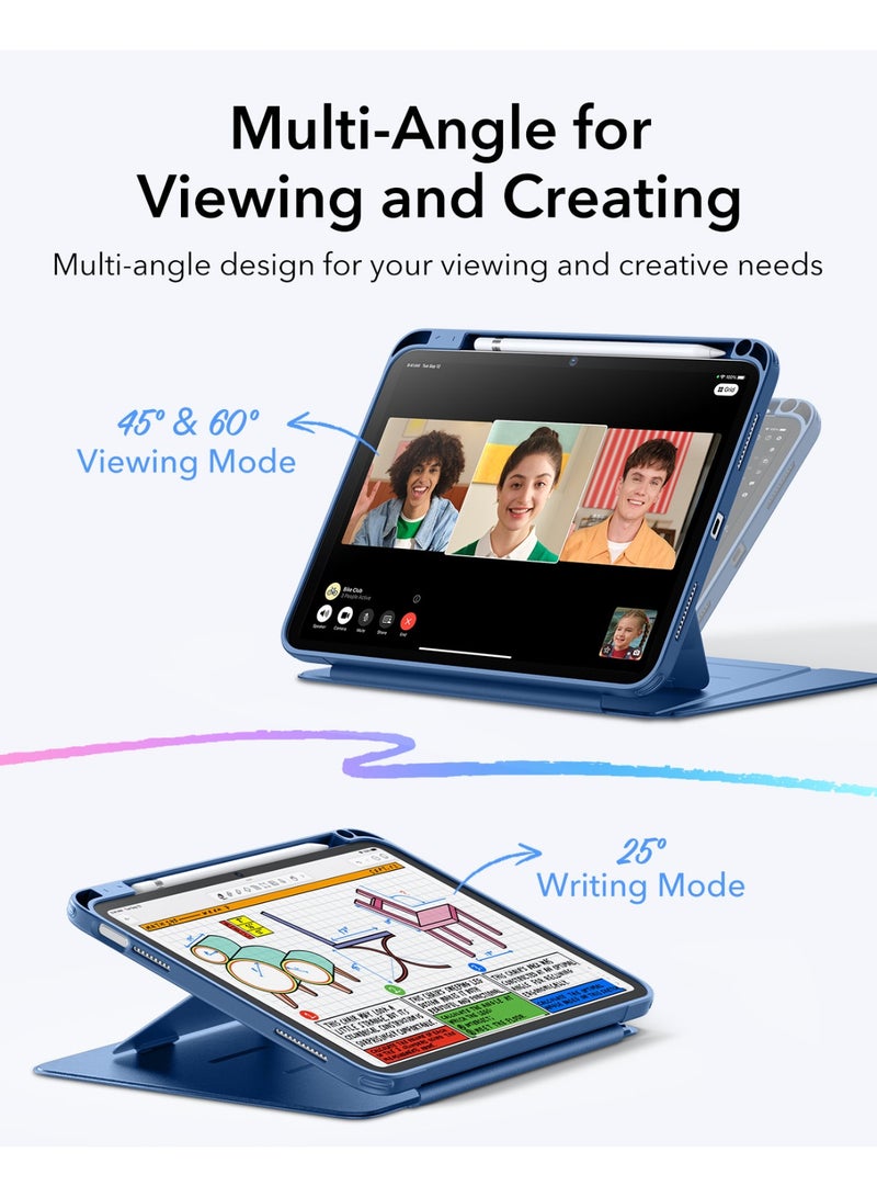 ESR For iPad A16 Case, iPad 11th/10th Generation Case (2025/2022), Vertical Stand Cover, Multi Stand Angles, Ultra-Stable Cover with Pencil Holder, Flip Series - Blue - Image 3