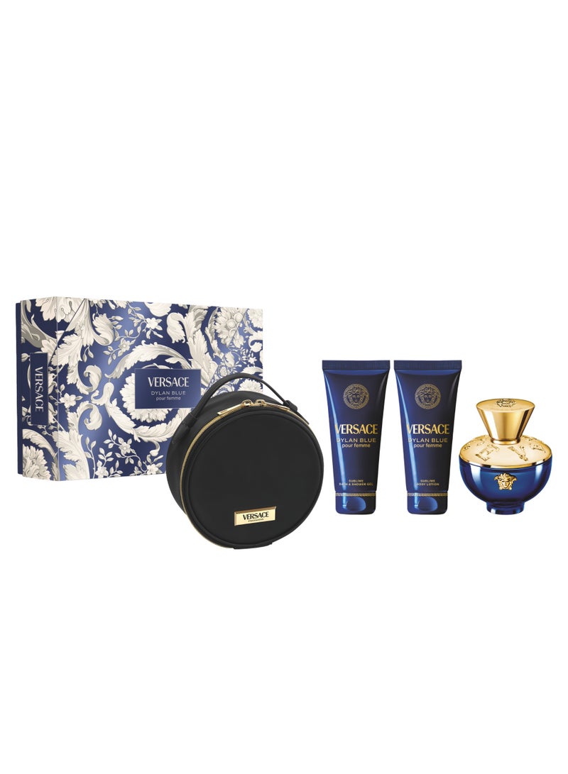 VERSACE POUR FEMME DYLAN BLUE SET EDP 100ML + Body Lotion 100ML + BATH & Shower Gel 100ML + POUCH 100+100+100ml