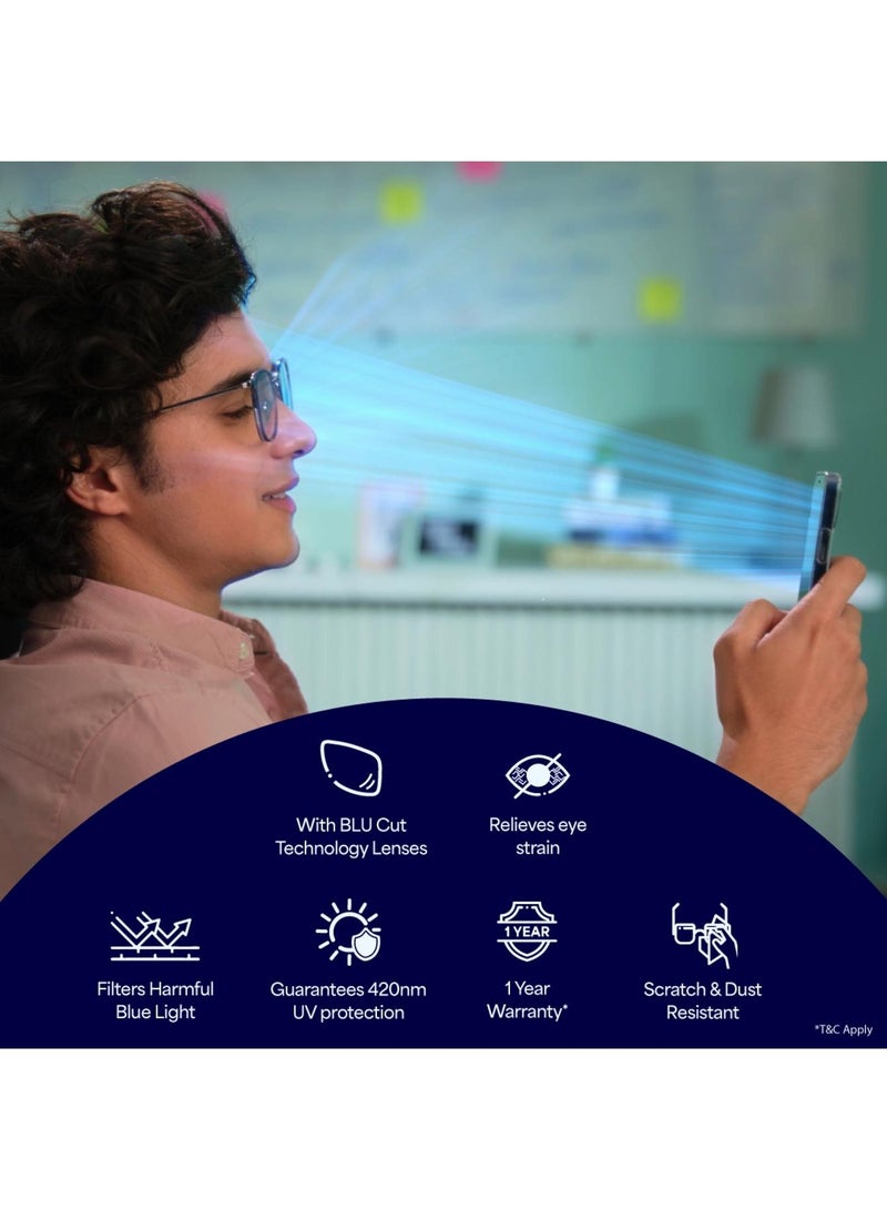 Lenskart Blu Zero Power Blue Cut Computer Glasses | Anti Glare, Lightweight &amp; Blocks Harmful Rays | UV Protection Specs | Men &amp; Women | Medium | LB E13528 - Image 5