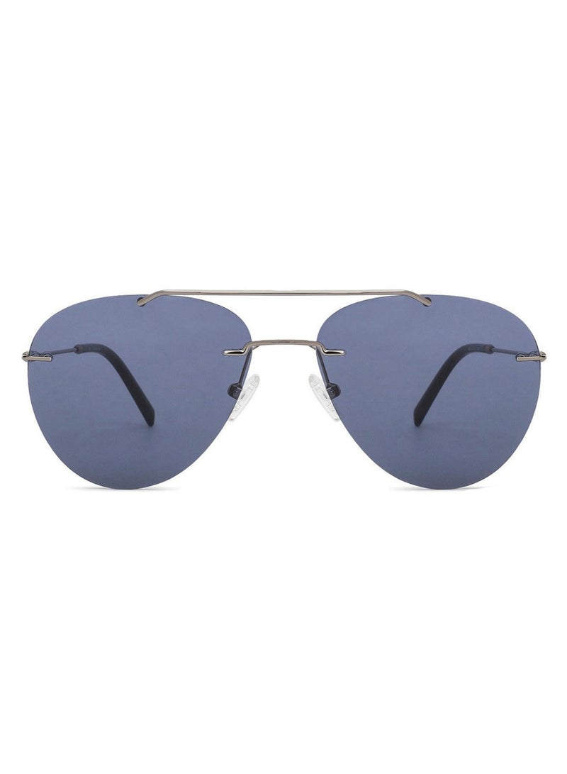 John Jacobs Gunmetal - Blue | Full Rim Pilot Stylish &amp; Premium Polarized Sunglasses | JJ Tints | 100% UV Protected | Men &amp; Women | Medium | JJ S13151 - Image 1