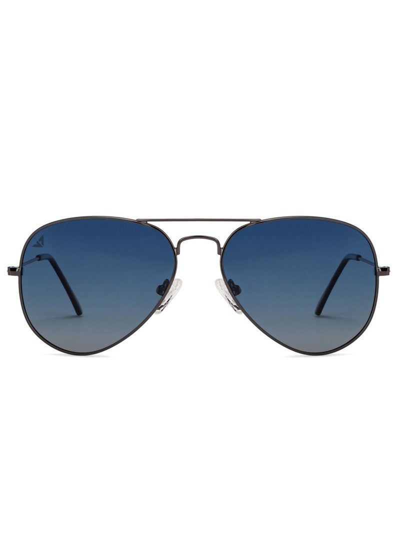 VINCENT CHASE By Lenskart | Gunmetal Blue Full Rim Pilot Branded Latest and Stylish Sunglasses | Polarized and 100% UV Protected | Men &amp; Women | Medium | VC 5158/P - Image 1