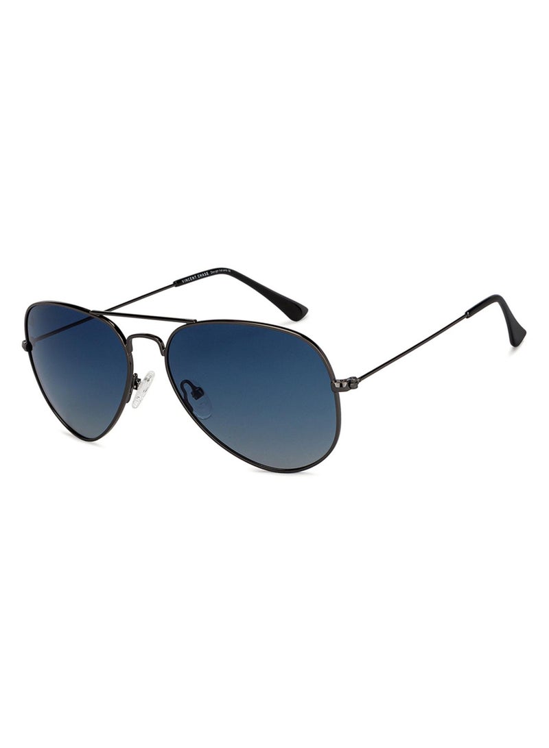 VINCENT CHASE By Lenskart | Gunmetal Blue Full Rim Pilot Branded Latest and Stylish Sunglasses | Polarized and 100% UV Protected | Men &amp; Women | Medium | VC 5158/P - Image 2