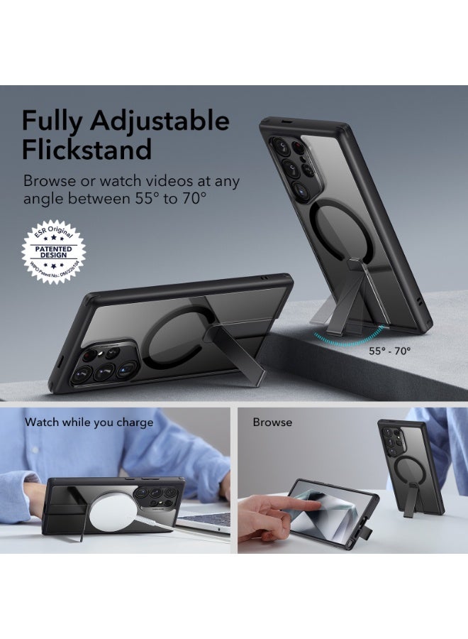 اي اس ار For Samsung Galaxy S24 Ultra Magsafe Case with Kickstand, Wireless Charging Compatible with Magnetic, 3 Stand Modes, Military-Grade Protection, Shockproof Case Slim Fit For S24 Ultra - Black - Image 2