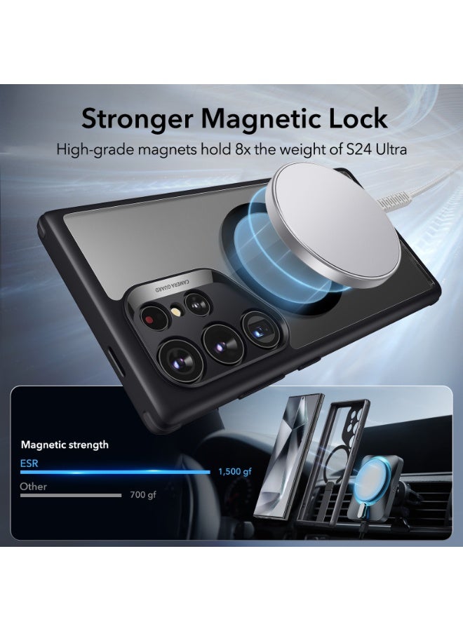 اي اس ار For Samsung Galaxy S24 Ultra Magsafe Case with Kickstand, Wireless Charging Compatible with Magnetic, 3 Stand Modes, Military-Grade Protection, Shockproof Case Slim Fit For S24 Ultra - Black - Image 4