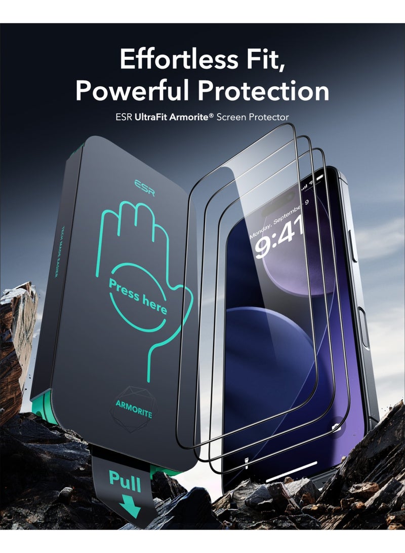 اي اس ار حماية شاشة ESR 2 حزمة زجاج 9H+ لجهاز iPhone 17 Pro Max، [مضاد للكسر بمعيار عسكري]، مع تقنية AR المضادة للانعكاس، زجاج Armorite المقسى فائق القوة مع صينية Ultra Fit - Image 3