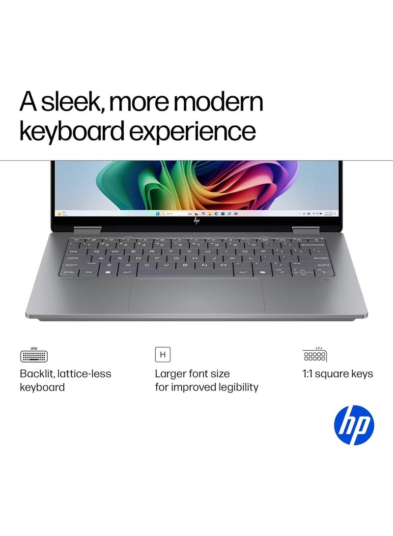HP OmniBook X Flip 2-in-1 Copilot+ AI Laptop, 14" 2K Touchscreen, AMD Ryzen AI 7, 24GB RAM, 1TB SSD, Windows 11 English Meteor Silver - Image 3