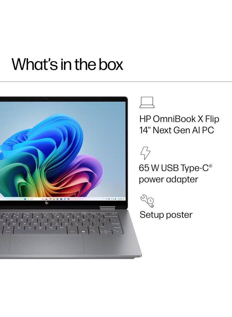 HP OmniBook X Flip 2-in-1 Copilot+ AI Laptop, 14" 2K Touchscreen, AMD Ryzen AI 7, 24GB RAM, 4TB SSD, Windows 11 English Meteor Silver - Image 4
