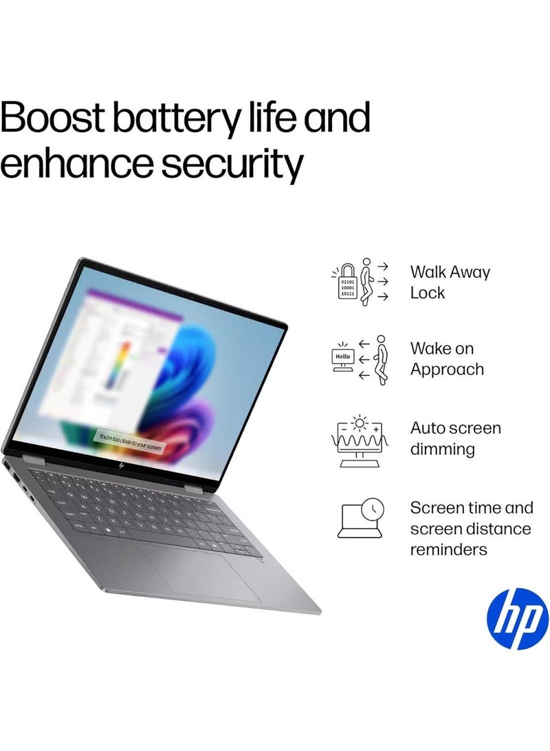HP OmniBook X Flip 2-in-1 Copilot+ AI Laptop, 14" 2K Touchscreen, AMD Ryzen AI 7, 24GB RAM, 4TB SSD, Windows 11 English Meteor Silver - Image 5