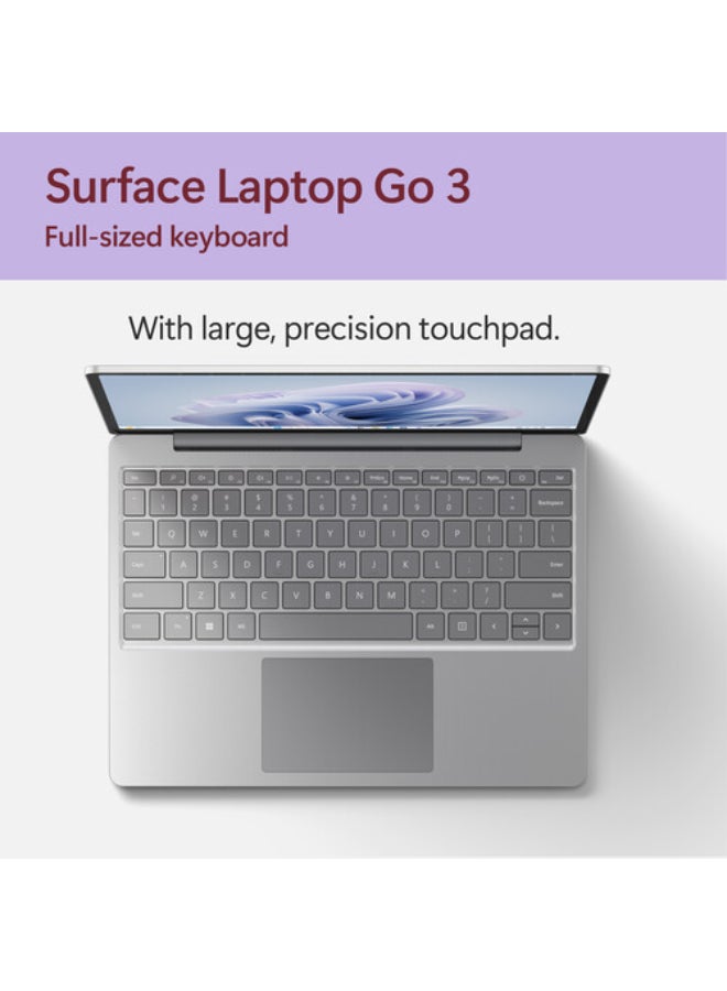 مايكروسوفت Surface Laptop Go 3 Business Laptop With 12.4-Inch Touchscreen Display, Intel Core i5-1235U Processor/8GB RAM/512GB/Intel Iris XE Graphics/Windows 11 Pro English/Arabic Platinum - Image 2