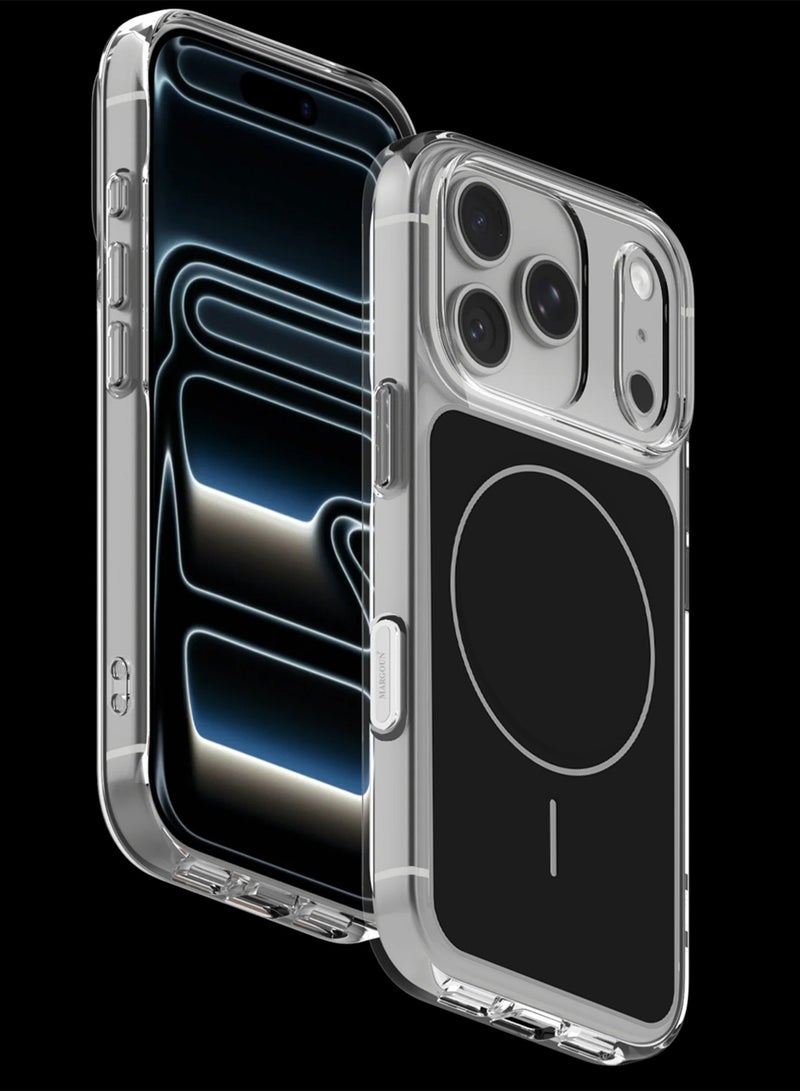 MARGOUN Transparent Magnetic Case Cover for iPhone 17 Pro Max - Scratch-Resistant Protection with Raised Edges - black - Image 2