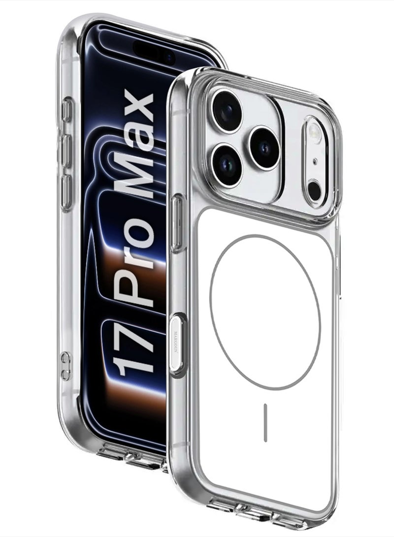 MARGOUN Transparent Magnetic Case Cover for iPhone 17 Pro Max - Scratch-Resistant Protection with Raised Edges - white - Image 1