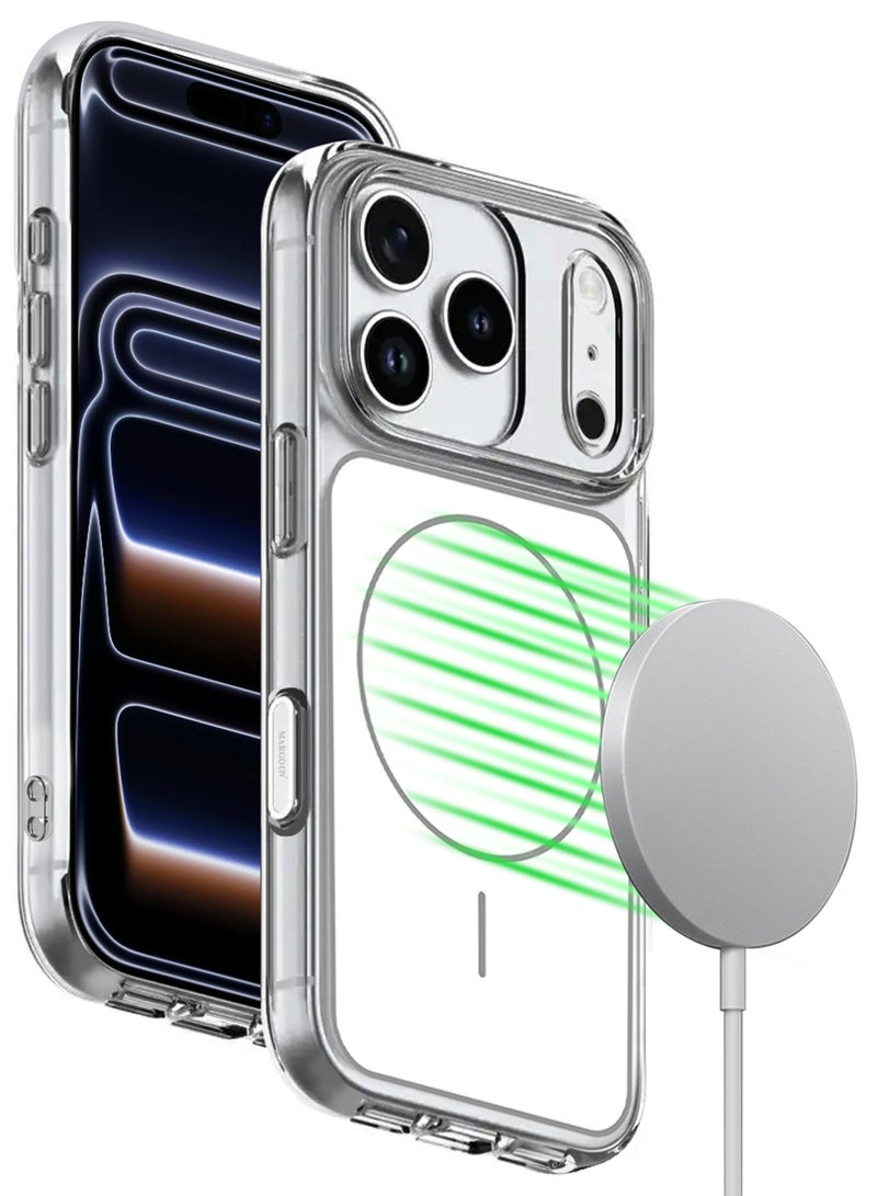 MARGOUN Transparent Magnetic Case Cover for iPhone 17 Pro Max - Scratch-Resistant Protection with Raised Edges - white - Image 4