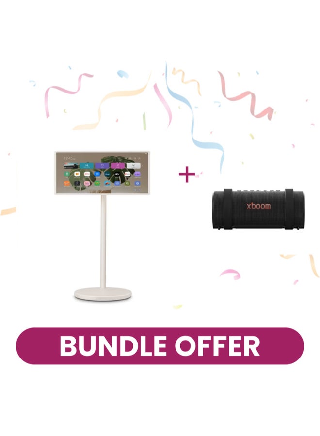 LG 27" FHD Smart TV AI Magic remote webOS 27LX6TDGA-AMA white + LG Xboom Grab Speaker Combo LG 27LX6TD + LG GRAB white - Image 1