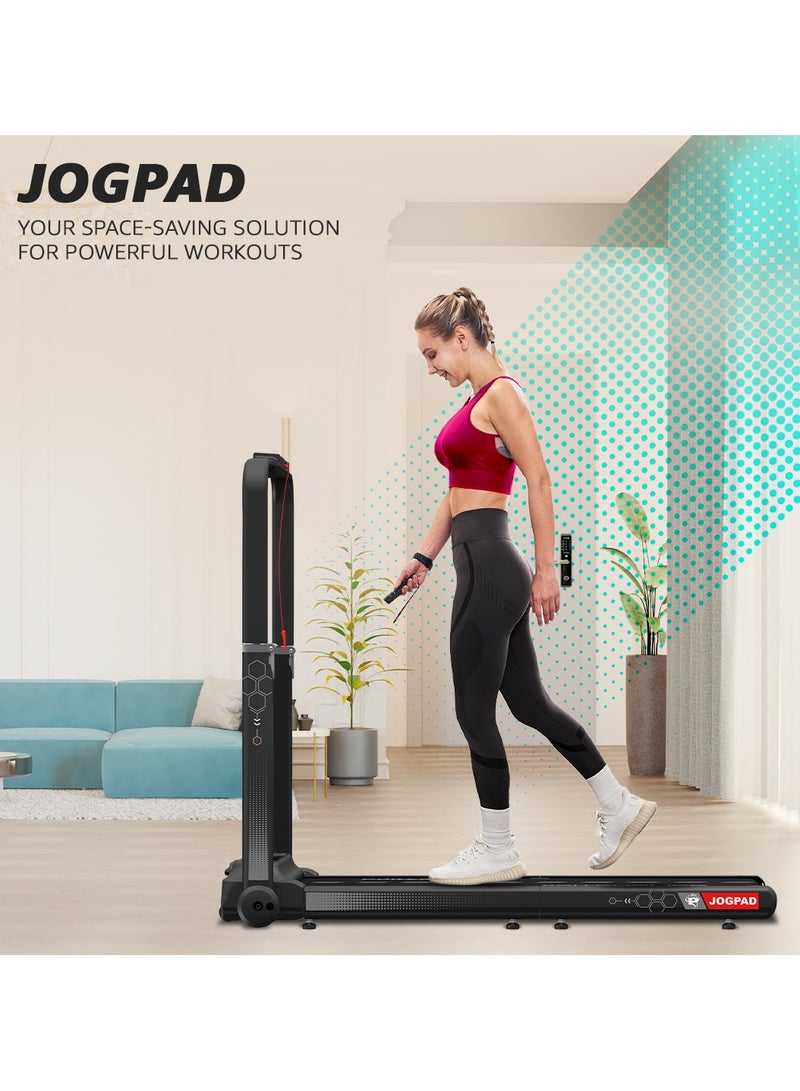 باورماكس فيتنيس جهاز المشي الكهربائي PowerMax Fitness JOGPAD (4HP Peak) القابل للطي للاستخدام المنزلي مع مقبض، جهاز تحكم عن بعد، أقصى وزن مستخدم 120 كجم، سرعة قصوى 12 كم/ساعة، سطح الجري 1080 مم × 400 مم، بلوتوث، مكبر صوت، حامل موبايل - Image 2