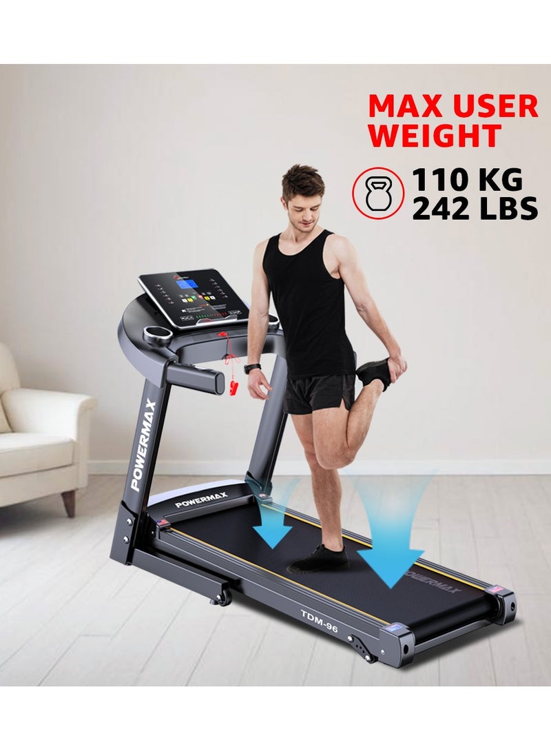 Fitness TDM-96 (4HP Peak) Motorised Treadmill for Home Use [ Max User Wt. 110kg | LCD Display | Bluetooth for Music & Mobile App | 3 Level Manual Incline ] Free (DIY) Installation Assistance image 6