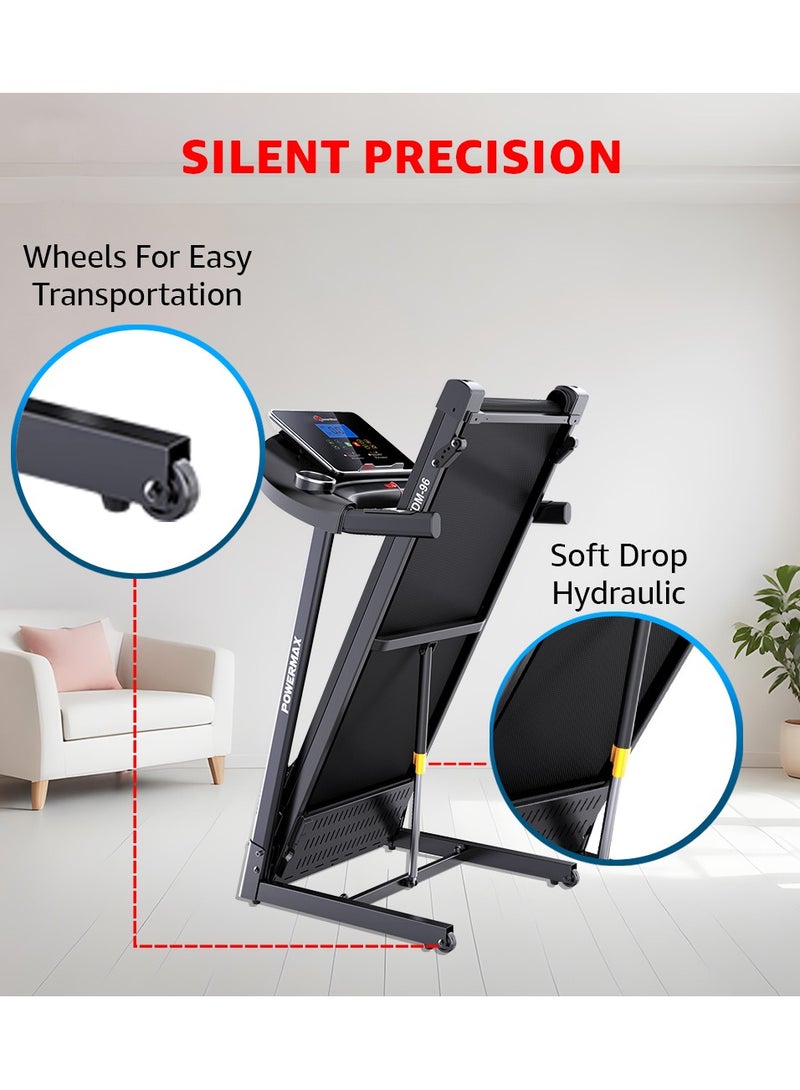 Fitness TDM-96 (4HP Peak) Motorised Treadmill for Home Use [ Max User Wt. 110kg | LCD Display | Bluetooth for Music & Mobile App | 3 Level Manual Incline ] Free (DIY) Installation Assistance image 7