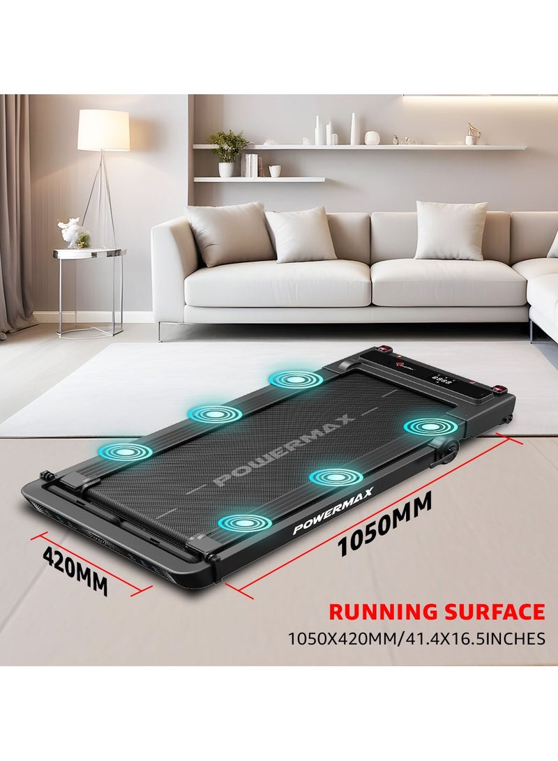 PowerMax Fitness Jogpad-3 (4Hp Peak) Motorized 2 In 1 Built in Desk Treadmill For Home Workout | Walkingpad | Remote Control, Max User 110Kg, Top Speed 12 Kmph, Led Display, Bluetooth,Speaker,Ipad Holder image 6