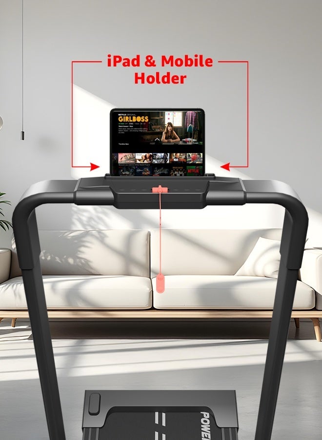 باورماكس فيتنيس جهاز جوج باد-2 (4 حصان ذروة) جهاز مشي كهربائي 2 في 1 مع مكتب مدمج لتمارين المنزل | ووكينغ باد | تحكم عن بعد، أقصى وزن مستخدم 110 كجم، أقصى سرعة 12 كم/ساعة، شاشة LED، بلوتوث، مكبر صوت، حامل آيباد - Image 5